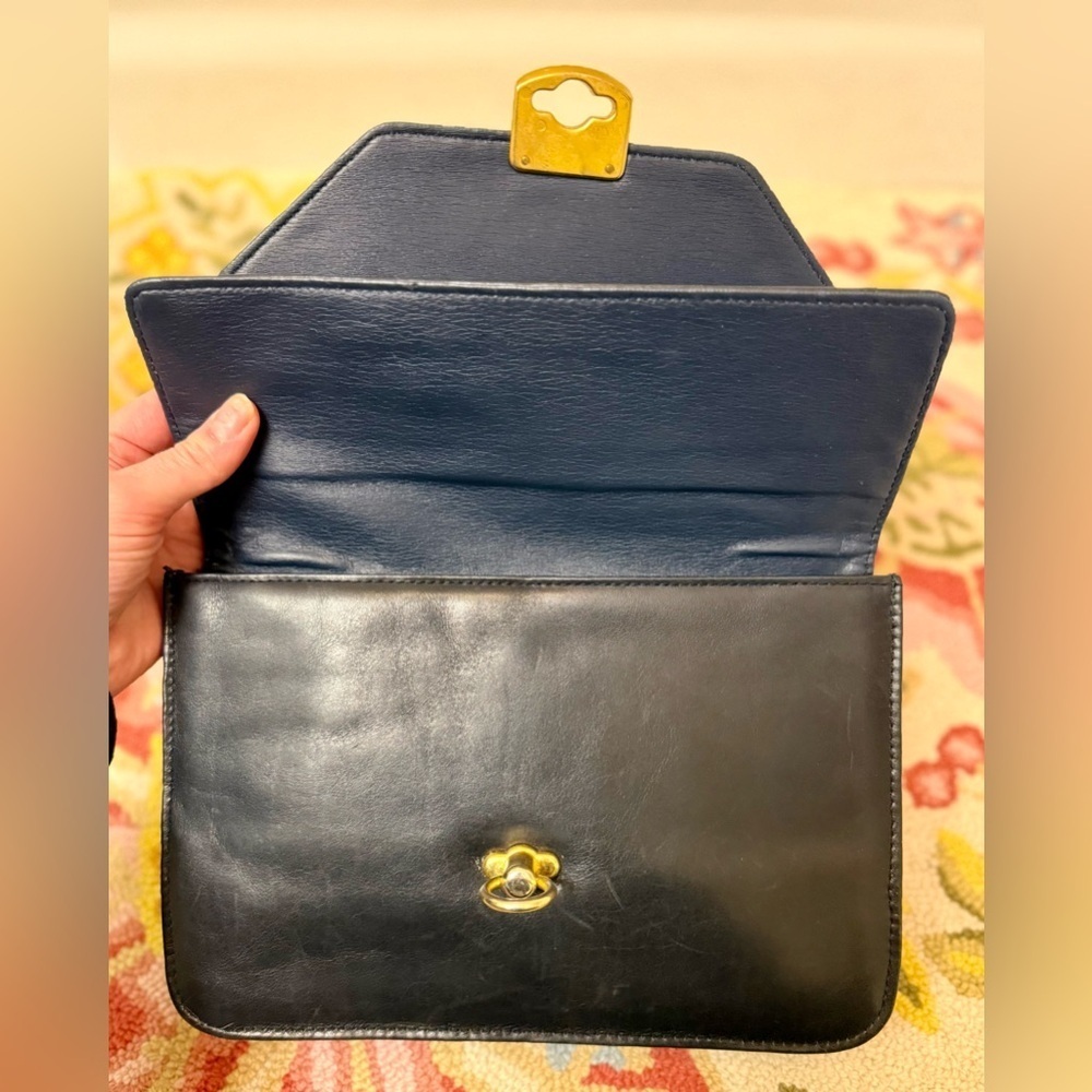 RARE 90’s Vintage GIORGIO BEVERLY HILLS Black Leather Top Handle Bag - Picture 10 of 16
